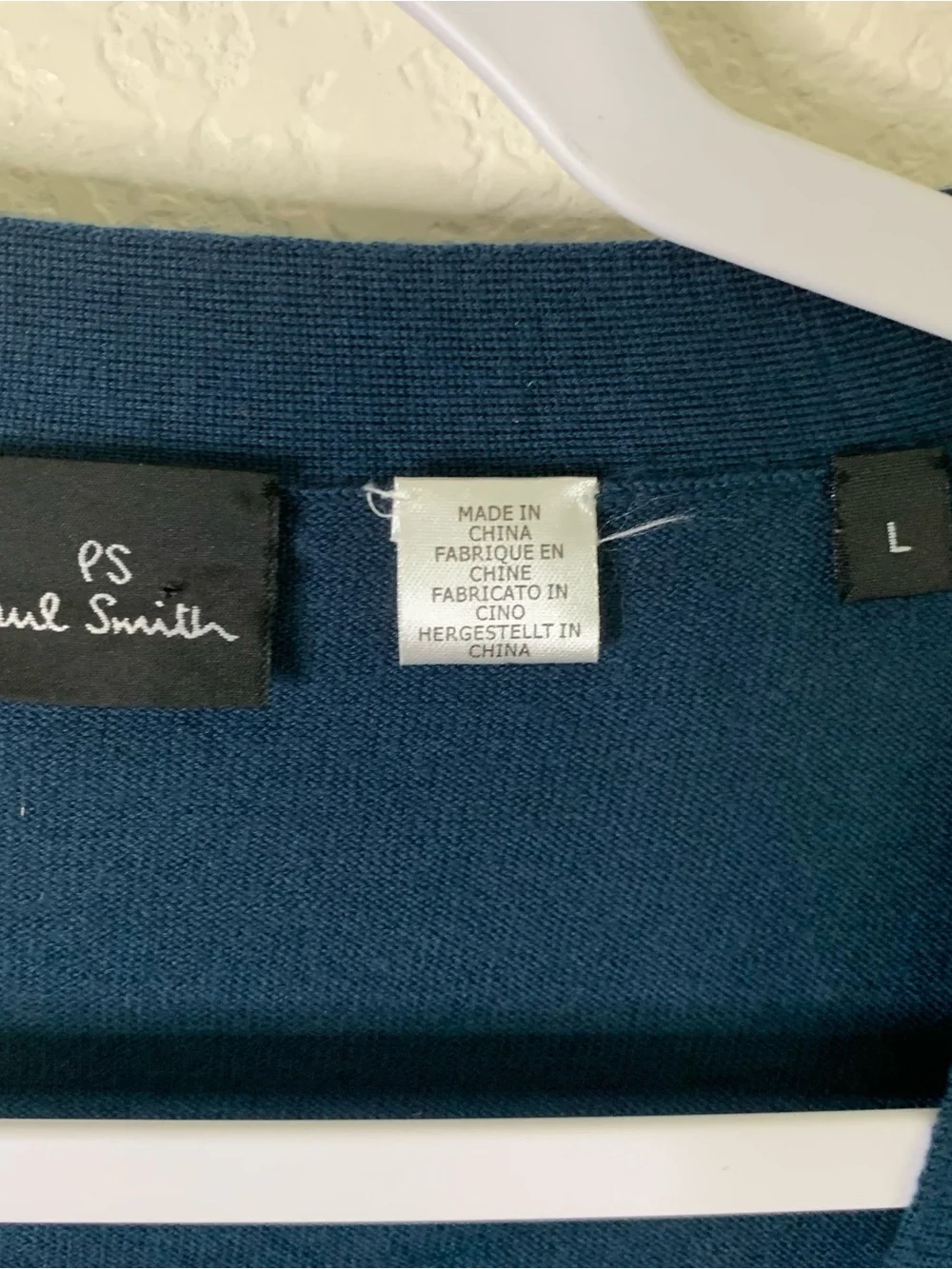 Paul Smith Mens blue 100% merino wool button front cardigan L